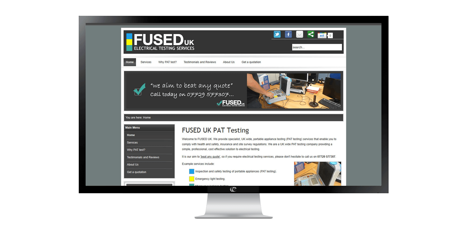 Fused UK website design by create/enable on a desktop pc.