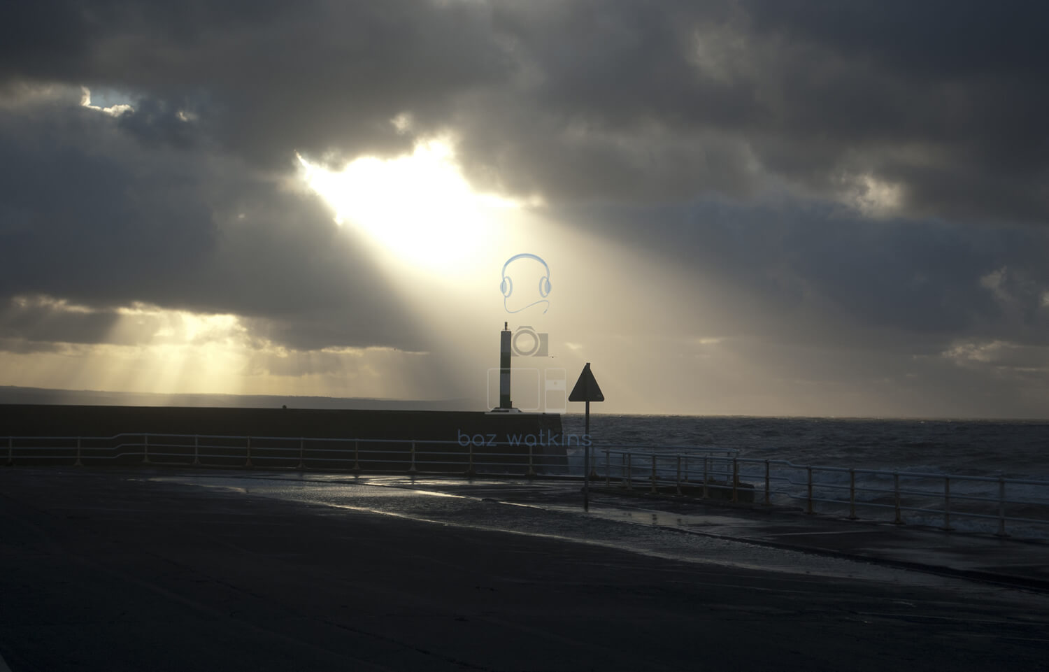 CE Aberystwyth harbour entrance heavy sky