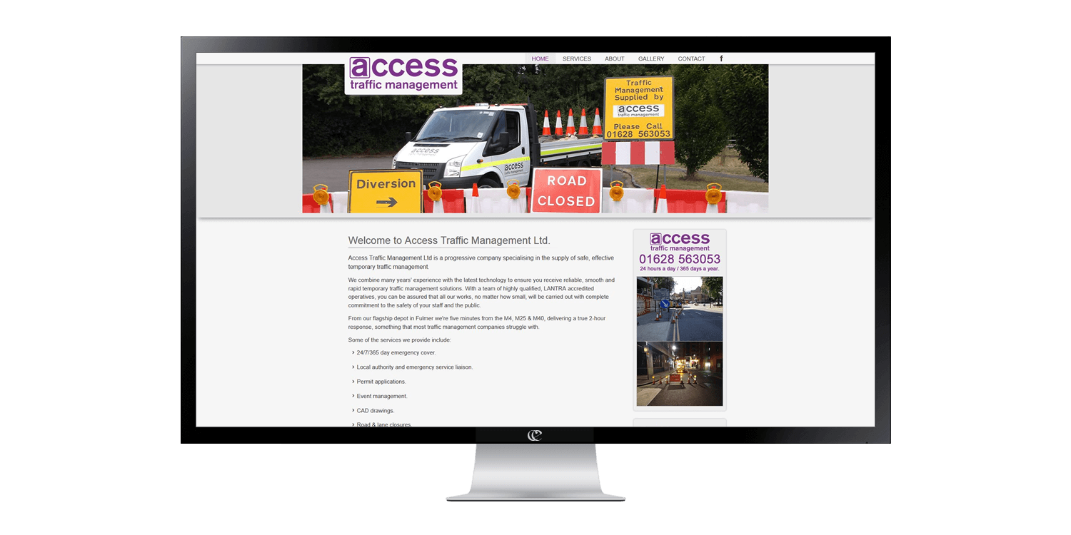 Access Traffic Management website design by create/enable on a desktop