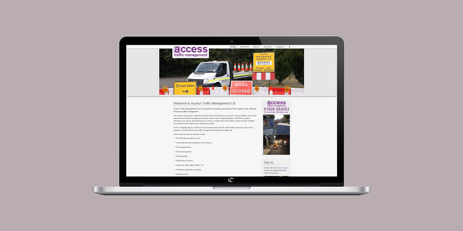 Access Traffic Management website design by create/enable on a laptop.