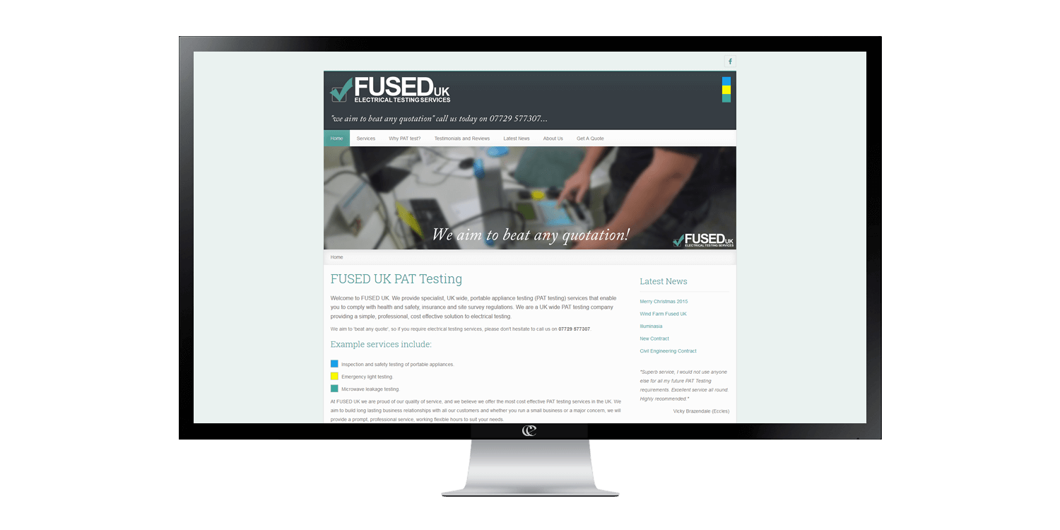 Fused UK updated website design by create/enable on a desktop pc.