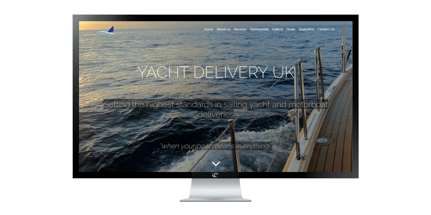 Yacht Delivery UK bespoke website design and development by create/enable on a desktop.
