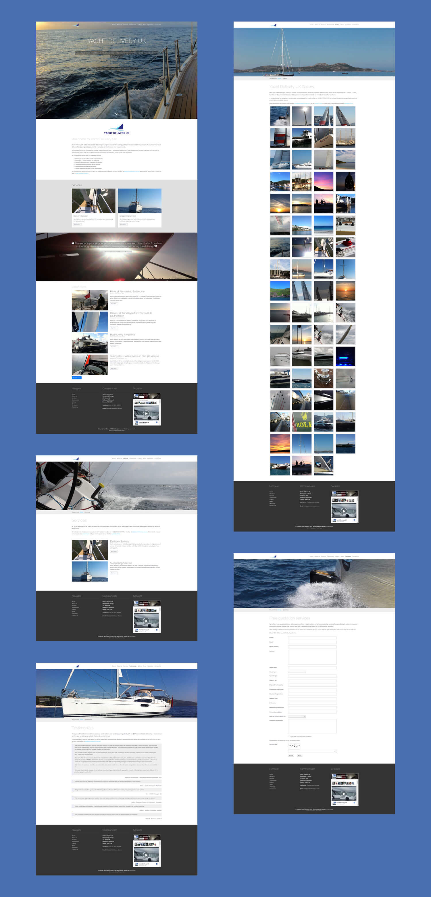 Yacht Delivery UK custom website design by create enable full pages