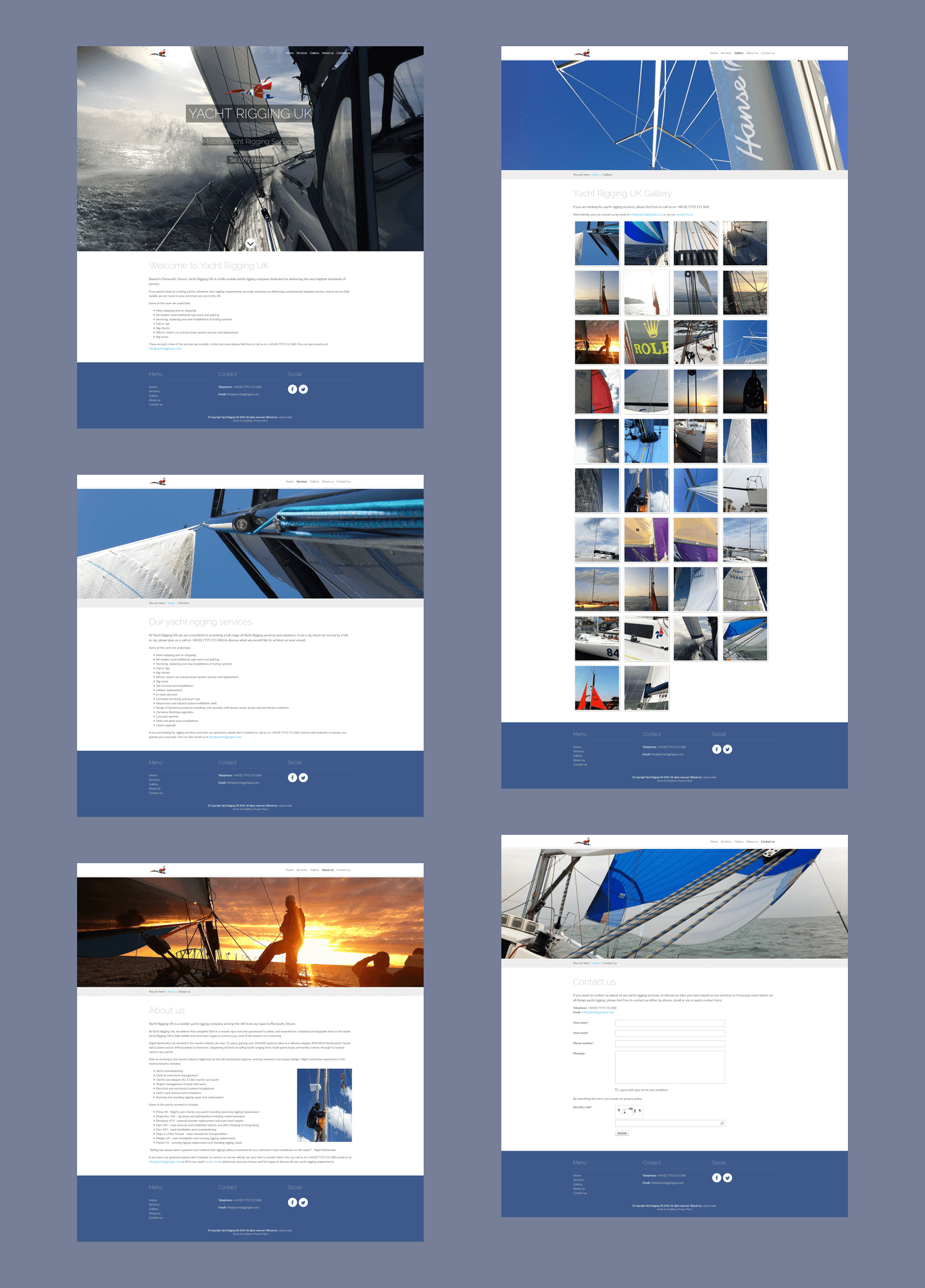 Yacht Rigging UK custom website design by create enable full pages