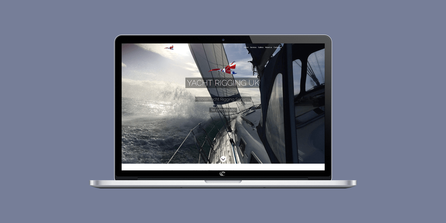 Yacht Rigging UK bespoke website design and development by create/enable on a laptop.